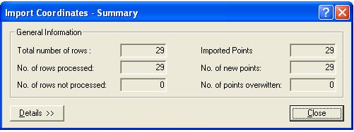 12.1.9 Import Prism coordinate File The points can be imported from a formatted ASCII file (e.g. *.koo, *.xyz, *.csv, *.txt).