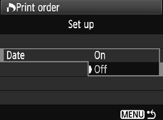 Kortelėje [3] pasirinite [Print order] (Užsaymas spausdinti), tada paspausite <0>.