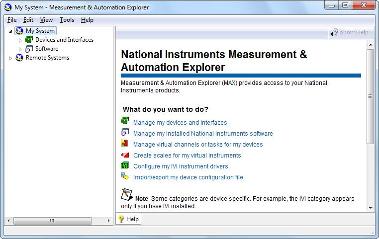 Chapter 2 Measurement & Automation Explorer (Windows) Starting Measurement & Automation Explorer To start Measurement & Automation Explorer, select Start»Programs» National Instruments»Measurement &