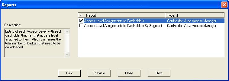 Area Access Manager User Guide in Area Access Manager. To make a report available in Area Access Manager, do the following. 1. From the Administration menu in System Administration, select Reports. 2.