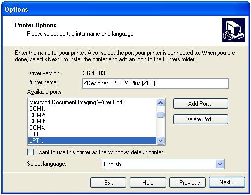 This will exit to driver setup without the printer driver being allocated to a specific port on your PC, but the driver will have