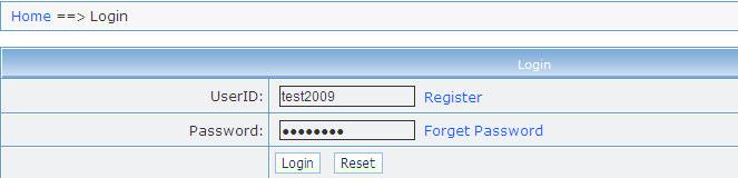 See the picture below: Step 2: User login Enter registered user name and