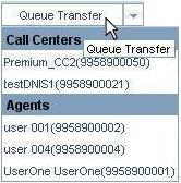 Transfer Call between Queues 1. In the Call Centers panel, select a queue. 2. From the Queue Detail subtable, select the call to transfer. 3.