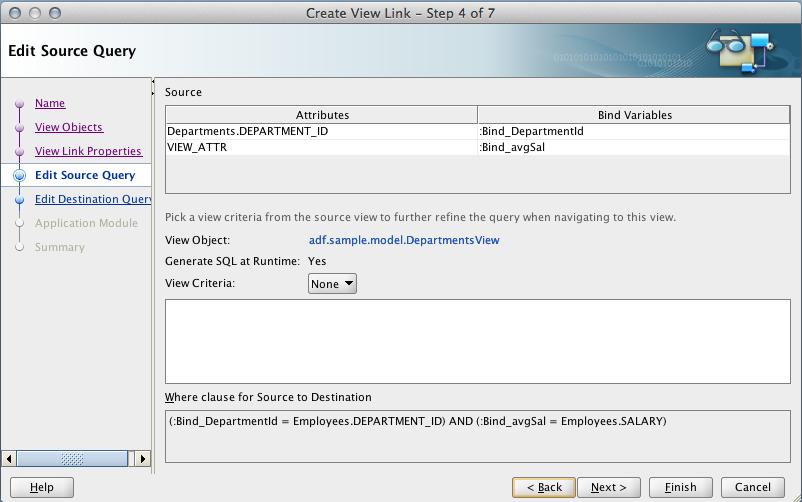 Note that, by the time of writing, Oracle JDeveloper 12c doesn t allow you to customize the where clause directly in the Create View Link dialog window.