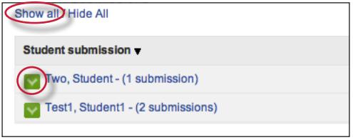 The Submissions Inbox displays a list of papers, grades and the Overall Similarity Index associated with each student who has made a