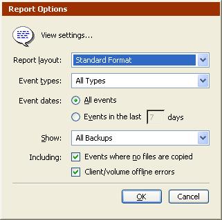 A Standard Format Backup Report contains the following information, in addition to User/Volume and Script: Elapsed Days is the number of days since the backup.
