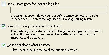 Windows Exchange Server Options Retrospect has some Exchange Server options that are available only for backup operations. Backup type lets you specify the type of SQL database backup to perform.