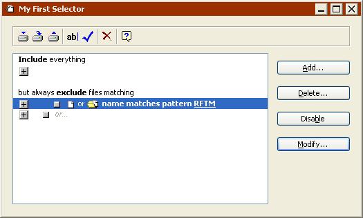 When you add or change a condition it appears in the selector detail window.