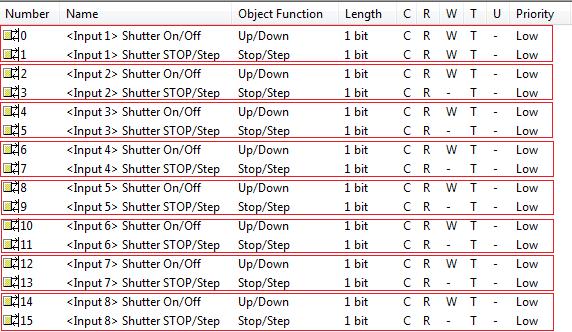 Move UP Move DOWN Move UP / Move DOWN on short operation Command STEP UP / STOP - is sent to the bus, on long operation telegram MOVE UP is sent to the bus.