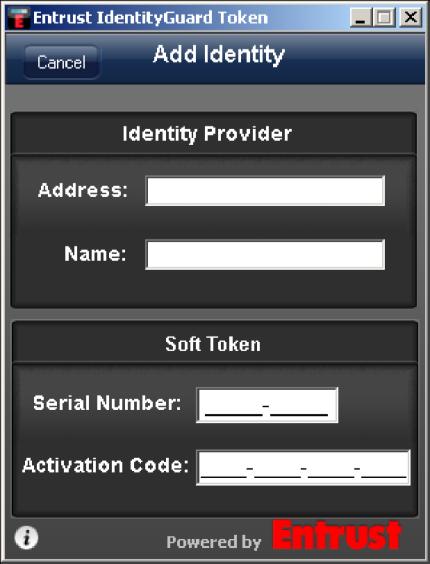 (if you have activated this option) Step 13 Click Add New Identity. If this is the first time using the application, the Add Identity screen will already be displayed.