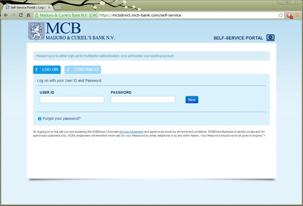 Step 3 The Self-Service Portal appears in your web browser.