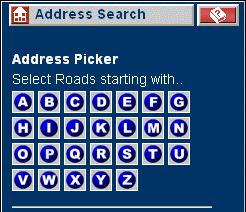 The Address Picker This tool is used to search for all roads that start with a particular letter.