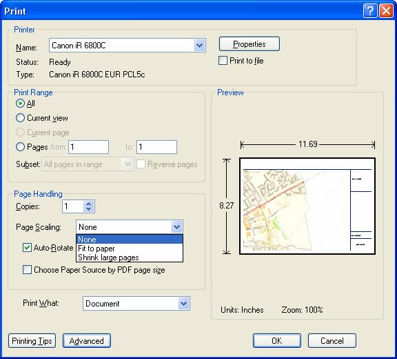Select None Select OK IMPORTANT: The scaling of the map will automatically adjust to fit the