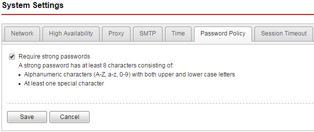 Administration 8. Click Set format. The settings panel appears. 9. Select the preferred date and time format. 10. Click Save. Password Policy Tab Trend Micro recommends requiring strong passwords.