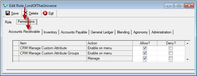 Security for CRM CRM is a large module and there are several permissions items related to it. Note Security settings are managed by your local company security administrators.