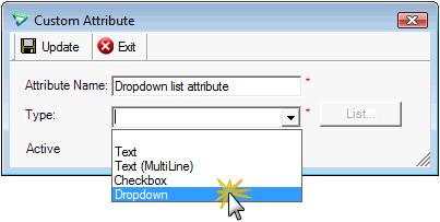 Type the attribute name. Select Dropdown as the attribute type.