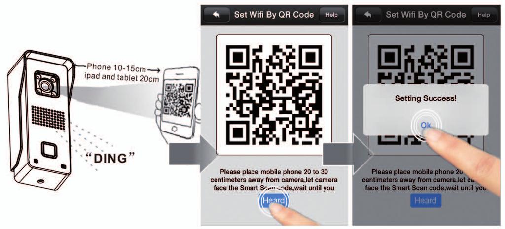 Podesite uređaj za skeniranje QR koda WIFI name Input your WIFI password, then tap Next. Uređaj će se oglasiti Di.Di.Di.Di... notifikacija korisniku da skenira QR kod.