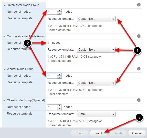 Specify the Resources for the Cluster 1. Choose the Customize.