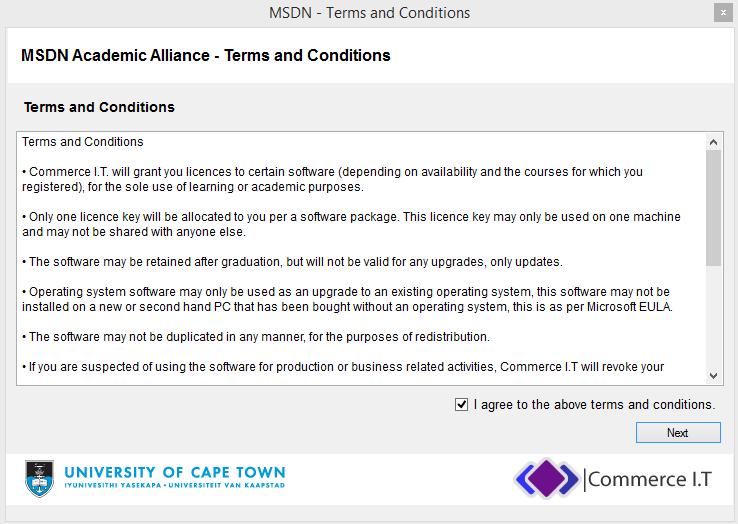 2) Once you have read through the terms and conditions, tick the
