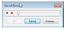 Step 1: Choose the Record Audio tool from the secondary toolbar. Step 2: Click in the PDF where you want to place the audio comment. o The Sound Recorder dialog box appears.