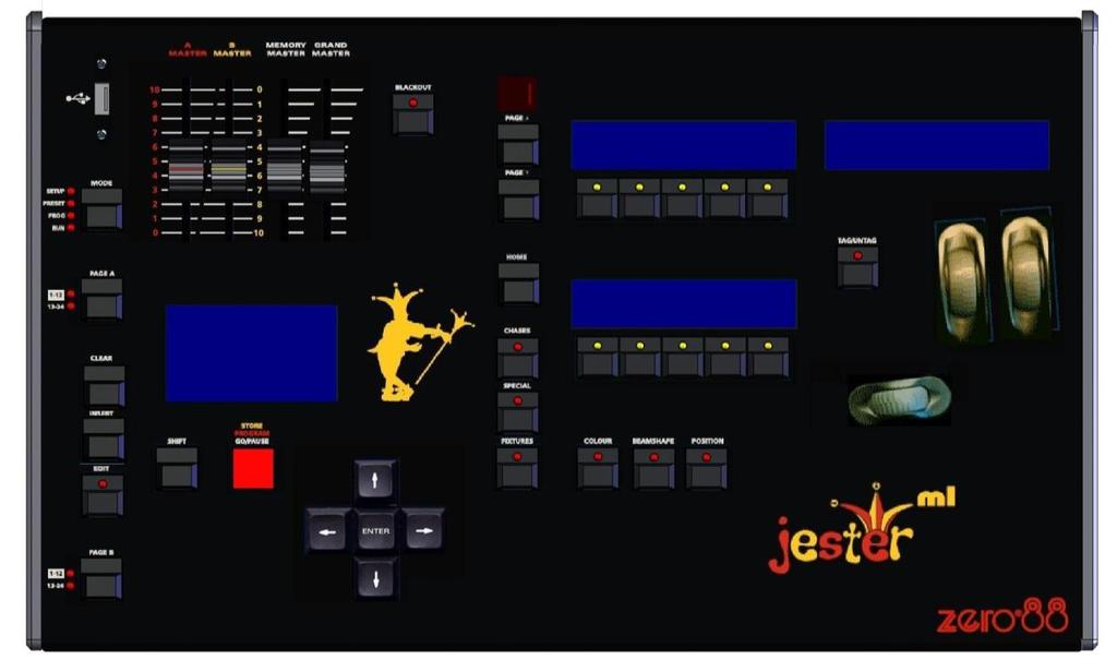 Introduction JesterML Operating Manual The JesterML The JesterML lighting desks are compact user-friendly memory desks which record channel levels and fixture information, and provide both theatre