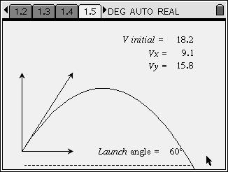1.4 A projectile trajectory determined by the initial velocity is shown on page 1.4. 2. Drag the tip of the initial velocity, and note how the trajectory changes. 3.