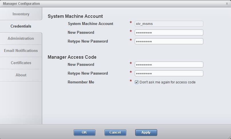 Figure 4. IBM Hyper-Scale Manager Access Code In case the Manager Access code was not defined yet, the default is adminadmin.