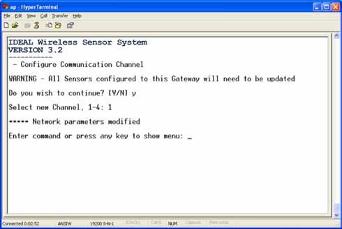 Users Guide Option C Configure the Communication Channel (G1 Gateway ONLY) Menu option C is for configuring the Communication Channel.