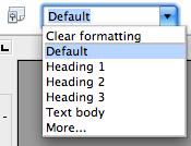 appearance. To apply a heading style in Open Office, select the desired heading text using the pulldown menu in the Formatting Toolbar. You should also add alternate text to images as follows: 1.