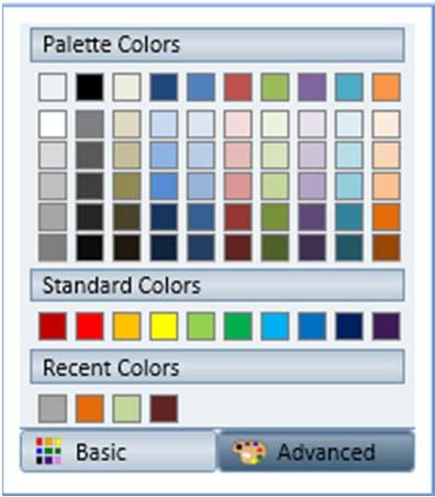 Figure: 6-1 Color Palette Selector To select a color: 1. Click on the arrow on the color palette selector to view the color palette. The Color Palette window is displayed.