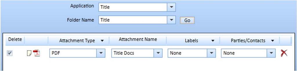 The Add Attachments window is displayed. Figure: 3-10 Add Attachments Window 3. Select the Application from the drop-down list.