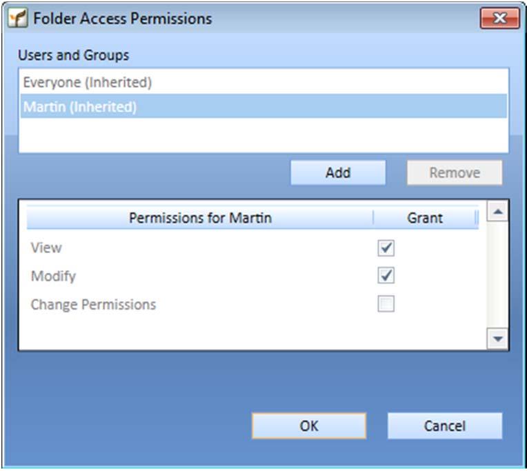 GreenFolders 3.8 User Guide GreenFolders Main Menu 4.3.1.5 Access Permissions This is not shown if disabled by the Administrator.