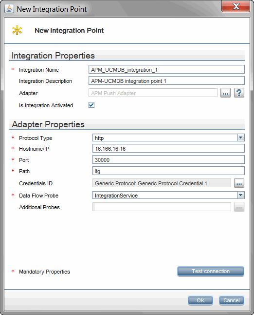 Chapter 1: HP APM Push Integration Field (*Required) Additional Probes Description Not required for this integration point. Below is an example of the completed dialog: 5.