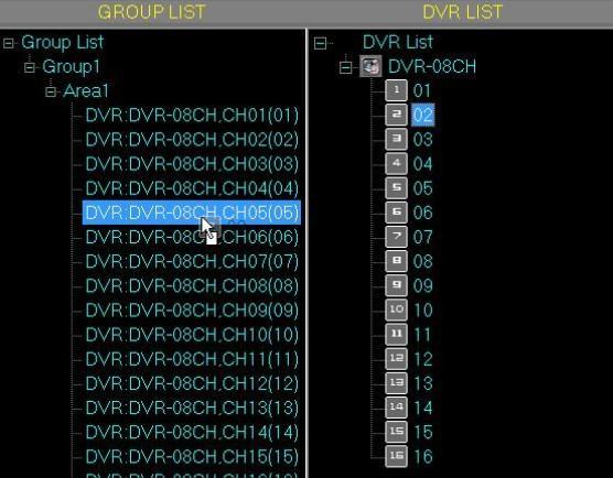 a. Mouse Drag a-1. Select the DVR/NVR channel which is going to add into the Area View. a-2.