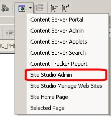 Site Studio Publisher Figure 5 46 Site Studio Admin Option in View Menu 5.