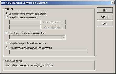 Native Document Conversion Settings Dialog (Legacy) A.
