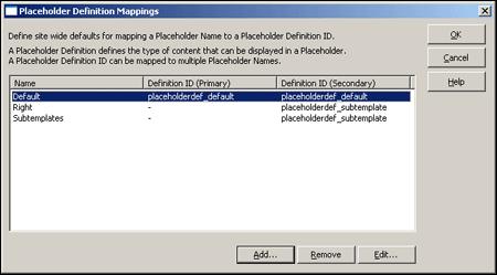 Define Placeholder Definition Mapping Dialog template that is used both as a primary and a secondary page, it can be used to define different rules depending on where the placeholder is used.