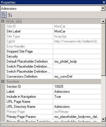 For example, for the site hierarchy, it displays the site ID and label, Cgi URL, home page, default placeholder definition, and so on (Figure 5 4).