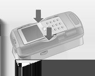 An engaging sound must be audible when the mobile phone engages. To remove the mobile phone, press the unlocking button on the adapter and lift the mobile phone.