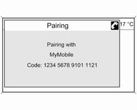 Connecting a mobile phone saved in the device list Select the desired mobile phone from the list. The SAP passcode prompt is shown on the Infotainment display containing a 16-digit code.