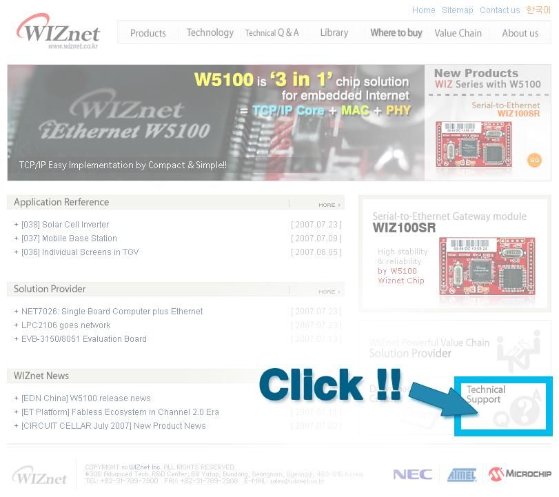 WIZnet s Online Technical Support If you have any questions or want more information about WIZnet products, submit your