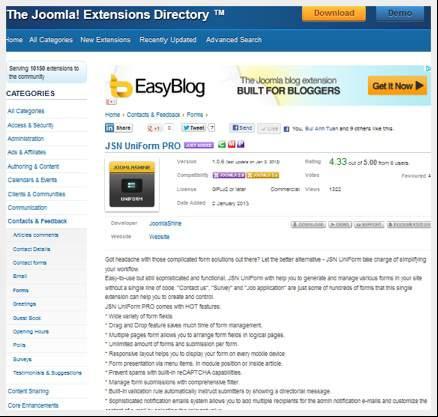 listed on JED If you use JSN UniForm, please post a rating and a review at the Joomla! Extensions Directory.
