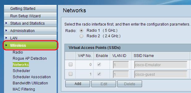 How to disable your SSID Broadcast Step 1. Log in to the web configuration utility of your device. Step 2. Find the Wireless Settings section.