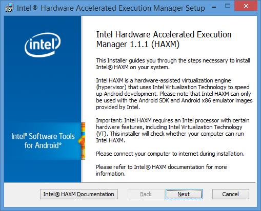 khởi động lại máy và tiến hành chạy lại file cài đặt Intel HAXM.