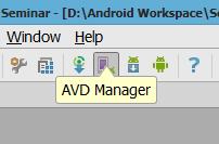 Để tạo máy ảo Android bạn có thể làm theo thứ tự: Vào Menu Tool Android AVD Manager hoặc nhấn vào biểu tượng