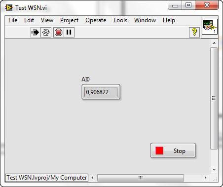 Build VI application and click Run to instantly acquire measurements from WSN.