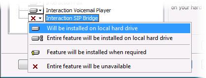 Important! By default, Interaction SIP Bridge is not configured for installation.