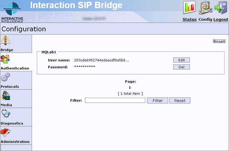 Configuration Authentication page Important!