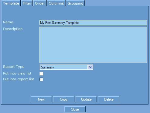 Select the desired report template name from the Report template drop down list.
