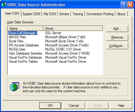 The ODBC Data Source Administrator dialog should now be visible on your screen.